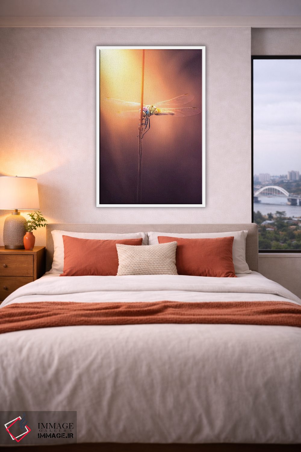 تابلو دکوراتیو سنـجاقک در غروب اثر جفرسون کاستلاری - D3W