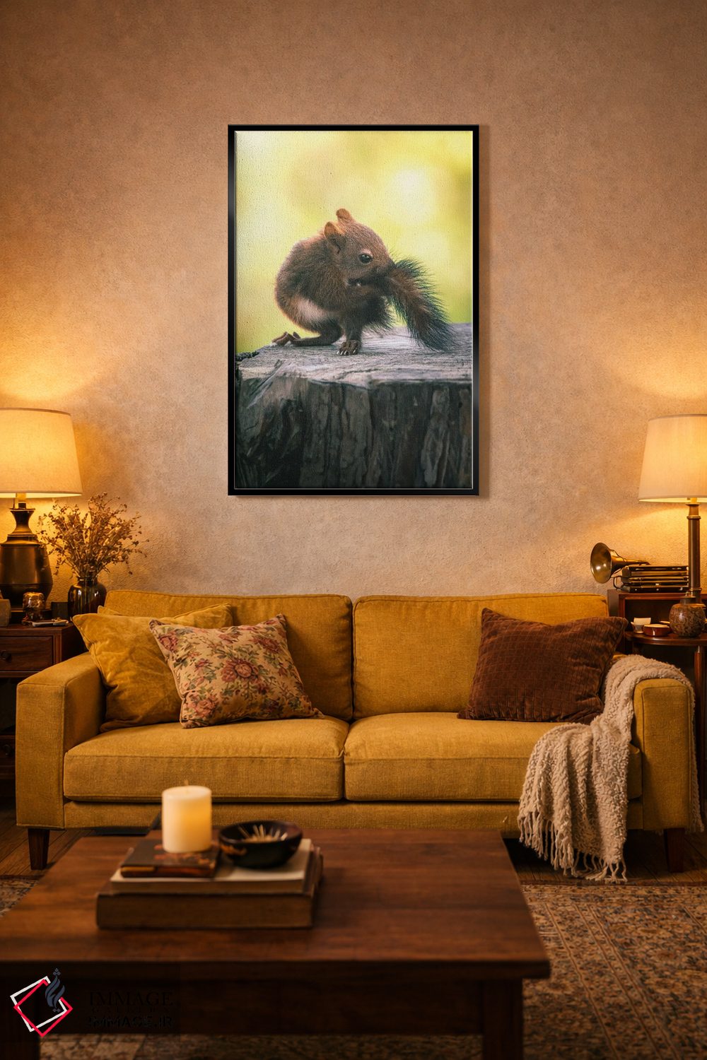 تابلو دکوراتیو بچه سنجاب در حال گاز گرفتن دم خود اثر جفرسون کاستلاری - D6B