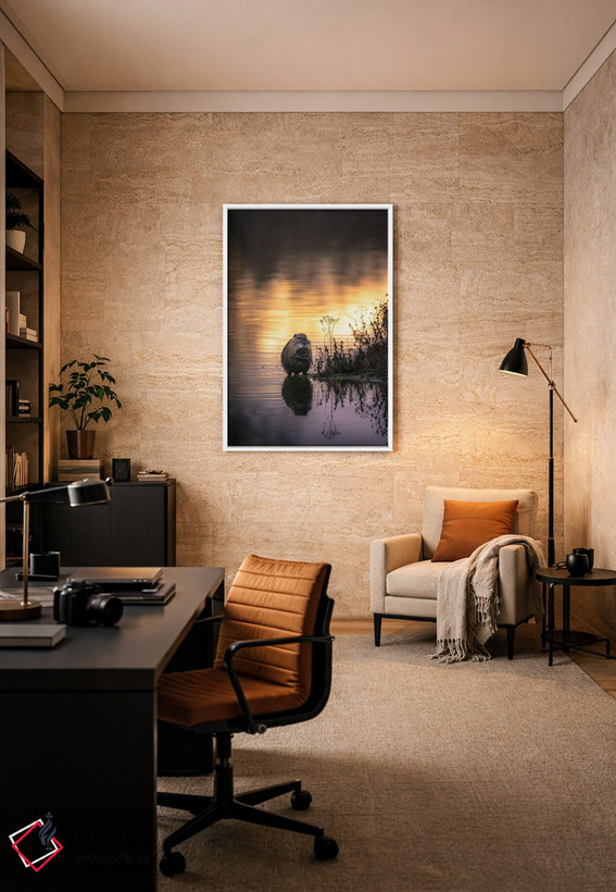 تابلو دکوراتیو نوترینا در حال آب تنی هنگام غروب اثر جفرسون کاستلاری - D5W