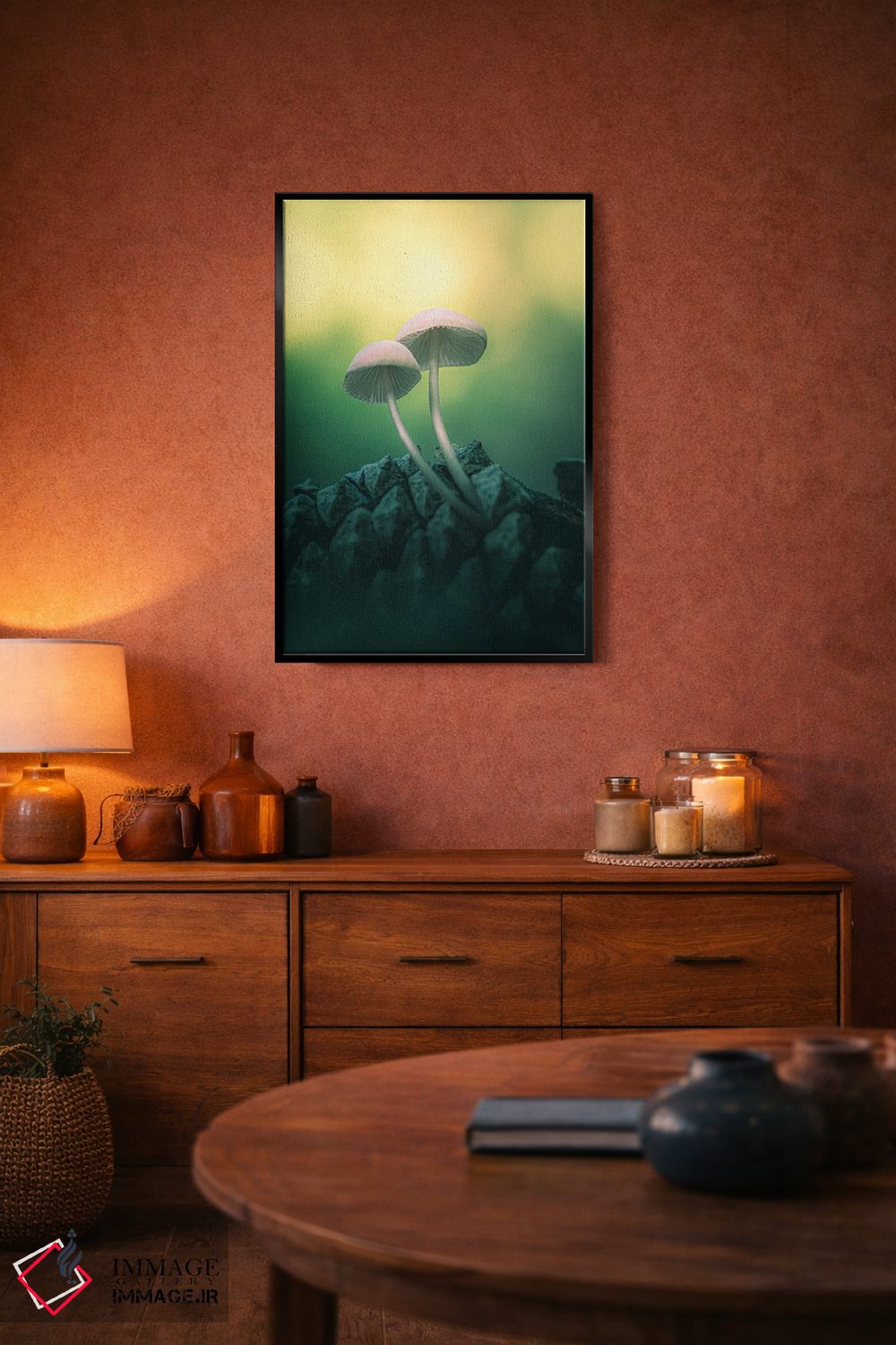 تابلو دکوراتیو قارچ ها روی میوه کاج اثر جفرسون کاستلاری - D4B