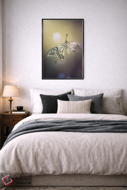 تابلو دکوراتیو عکس نمای نزدیک پروانه ماکاون اثر جفرسون کاستلاری - D6B