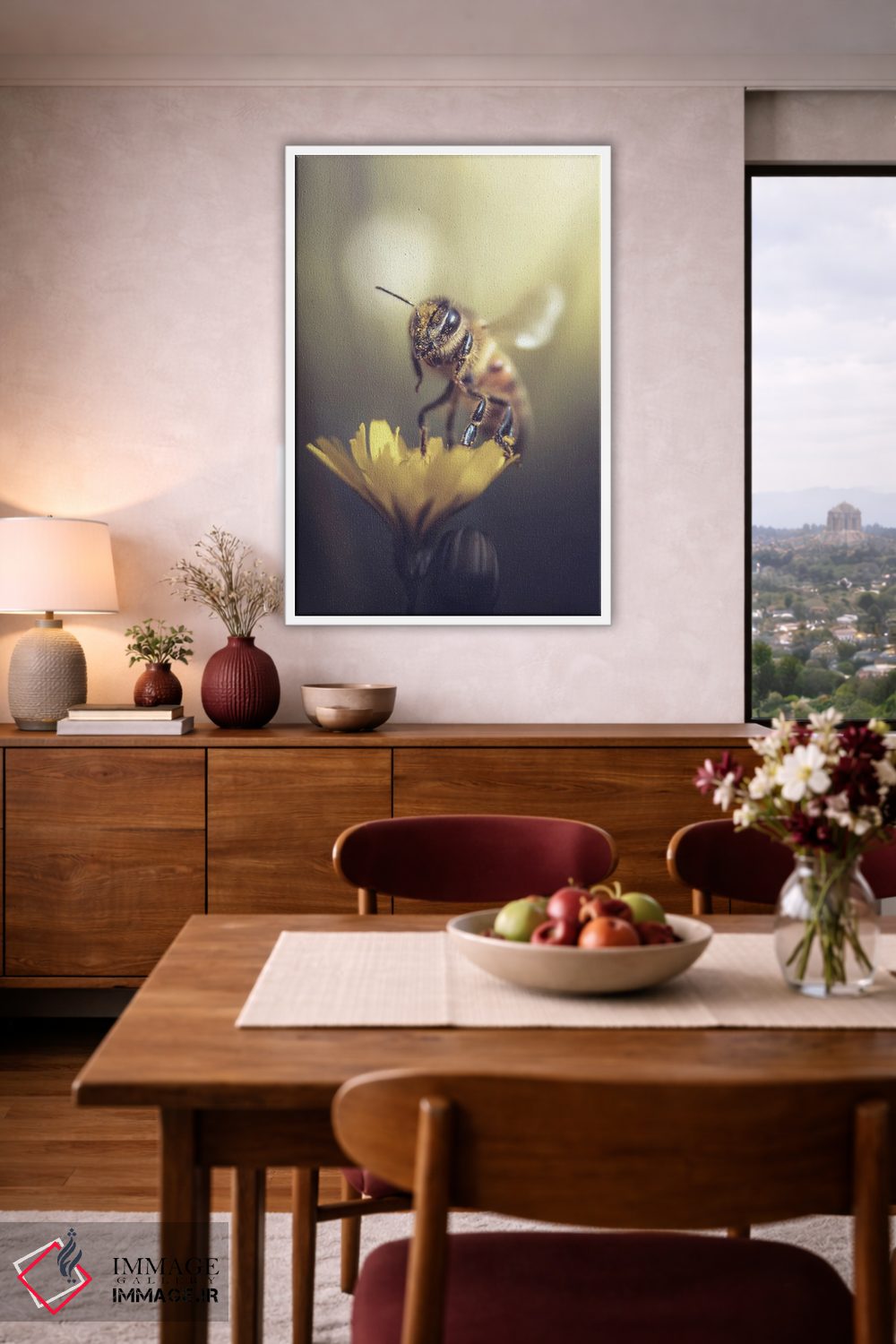 تابلو دکوراتیو زنبور روی گل وحشی کوچک اثر جفرسون کاستلاری - D4W