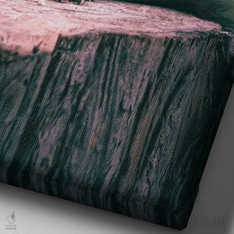 تابلو دکوراتیو سنجاب در حال خوردن دانه ها روی تنه درخت اثر جفرسون کاستلاری - نمای نزدیک بافت بوم