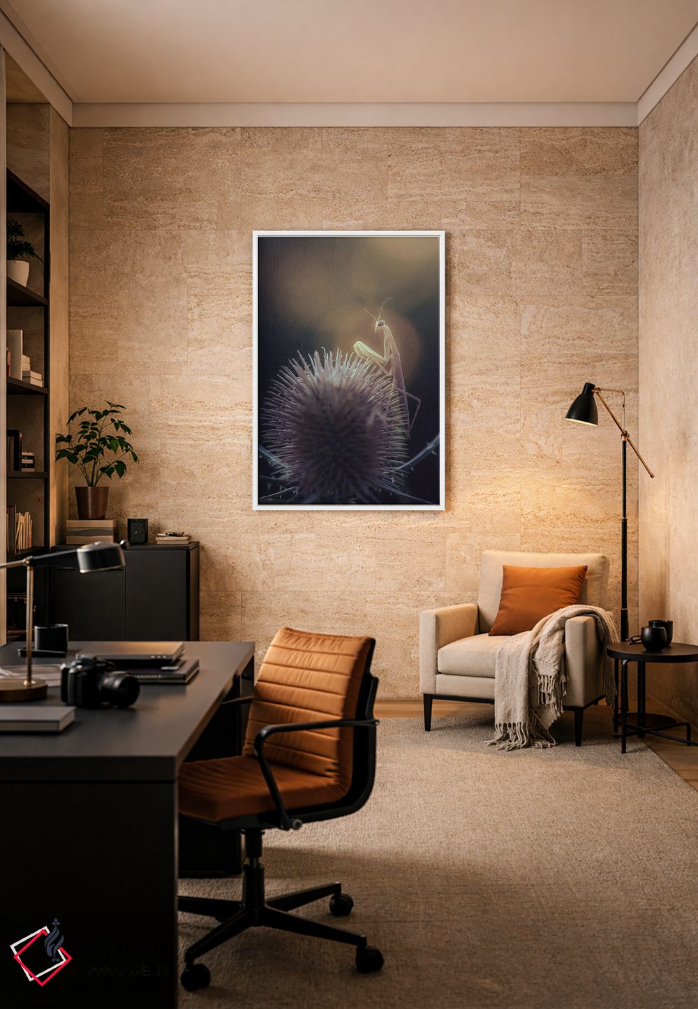تابلو دکوراتیو آخوندک روی خارخشک خاردار اثر جفرسون کاستلاری - D6W