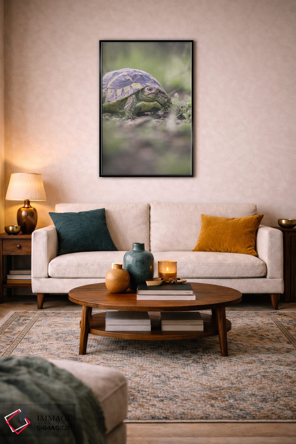 تابلو دکوراتیو پرتره نمای نزدیک لاک پشت اثر جفرسون کاستلاری - D4B