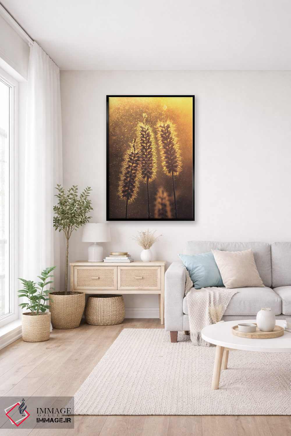 تابلو دکوراتیو خوشه های علف مقابل نور غروب اثر جفرسون کاستلاری - D4B