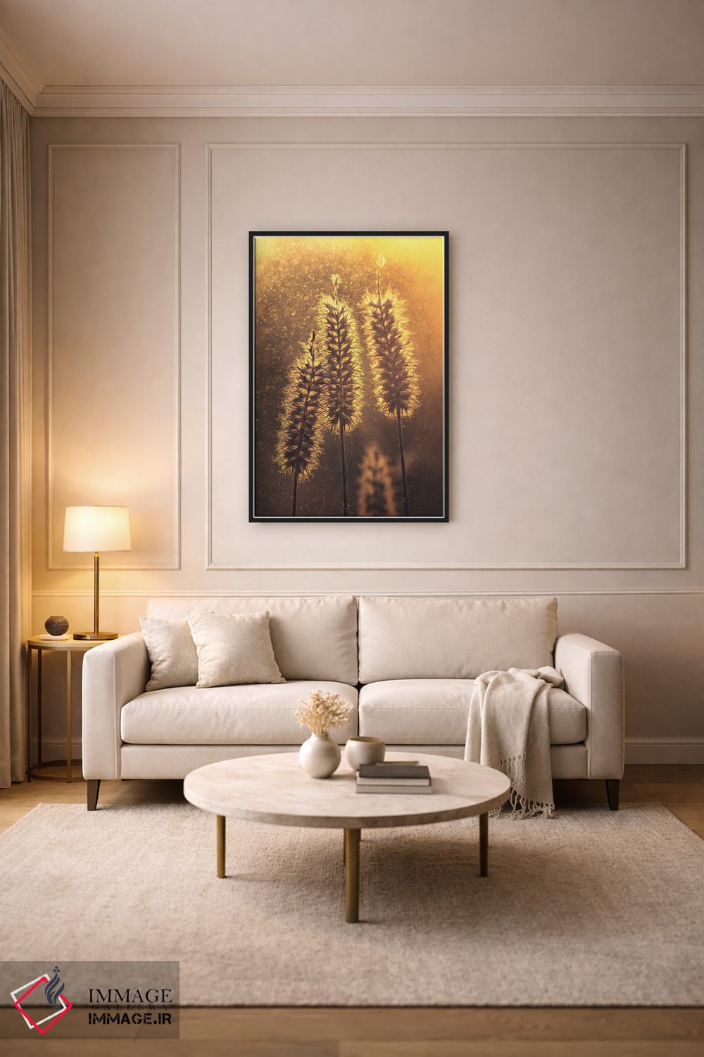 تابلو دکوراتیو خوشه های علف مقابل نور غروب اثر جفرسون کاستلاری - D5B