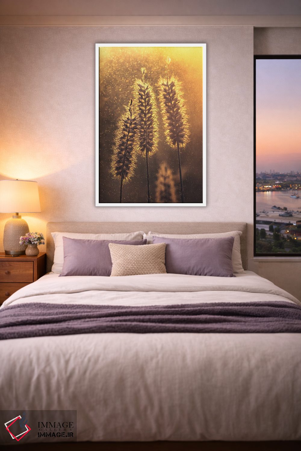 تابلو دکوراتیو خوشه های علف مقابل نور غروب اثر جفرسون کاستلاری - D3W
