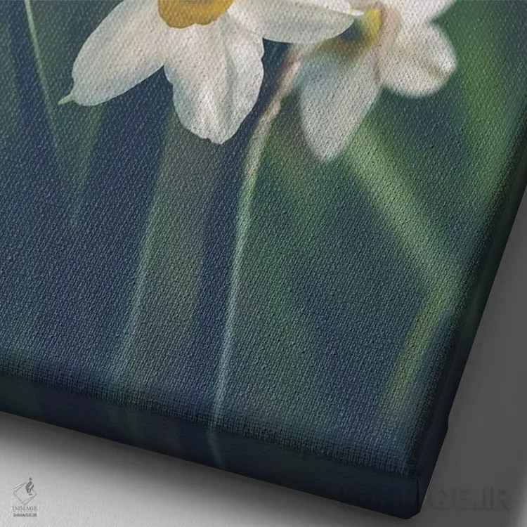 تابلو دکوراتیو دسته ای از نرگس های وحشی اثر جفرسون کاستلاری - نمای نزدیک بافت بوم