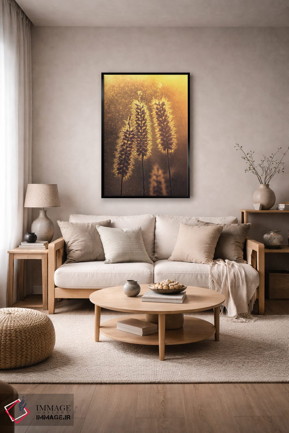 تابلو دکوراتیو خوشه های علف مقابل نور غروب اثر جفرسون کاستلاری - D6B