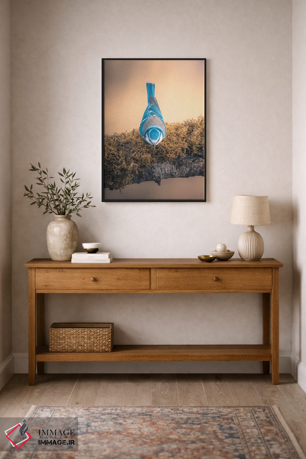 تابلو دکوراتیو دم آبی وارونه روی شاخه اثر جفرسون کاستلاری - D2B