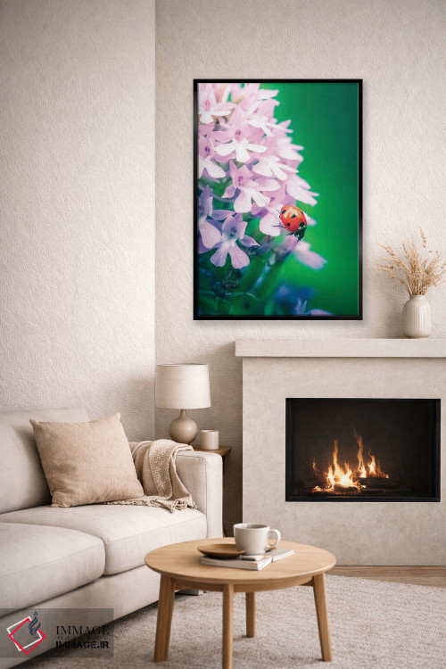 تابلو دکوراتیو کفشدوزک قرمز روی ارکیده وحشی اثر جفرسون کاستلاری - D6B