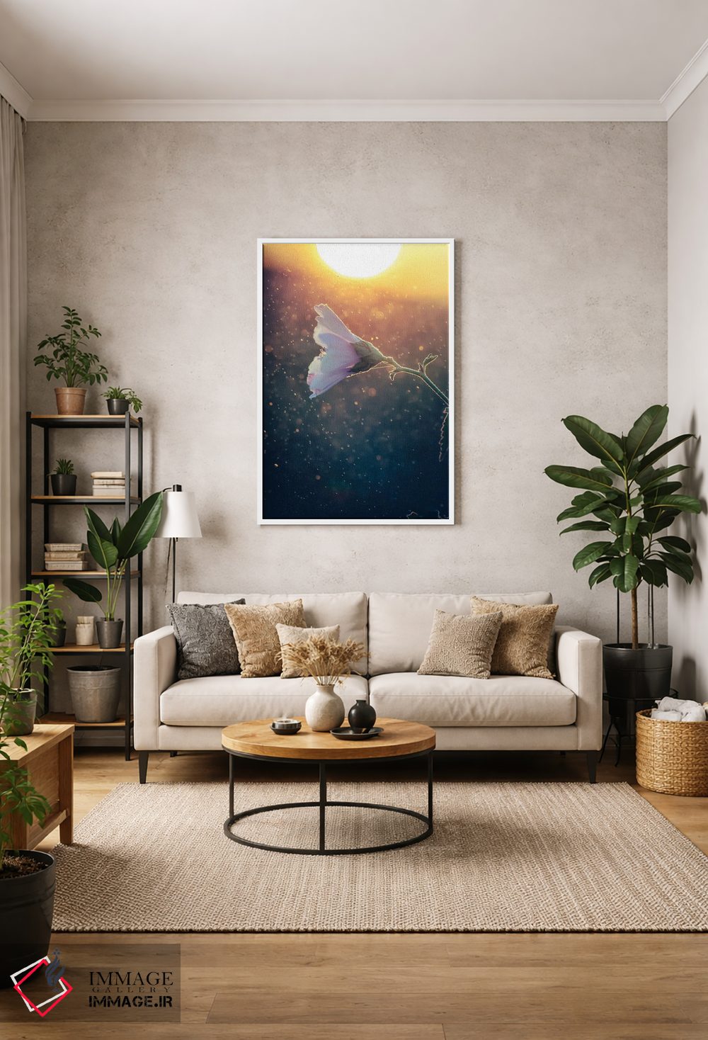 تابلو دکوراتیو گل پنیرک وحشی مقابل نور غروب اثر جفرسون کاستلاری - D1W