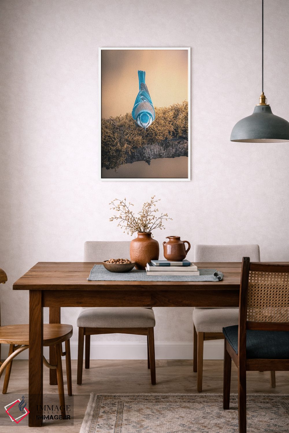 تابلو دکوراتیو دم آبی وارونه روی شاخه اثر جفرسون کاستلاری - D5W