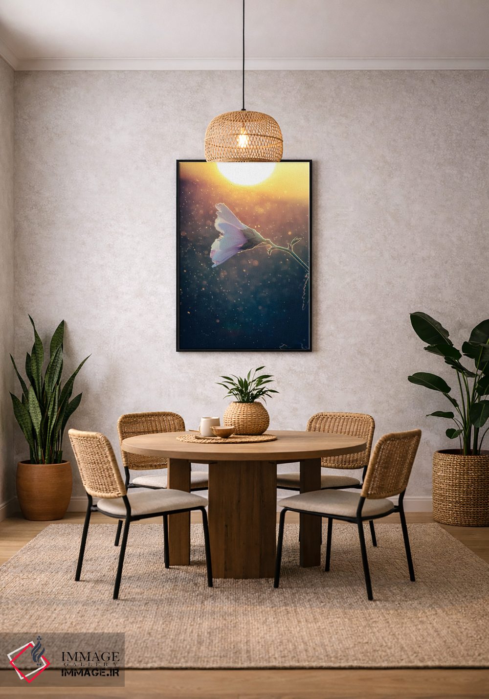 تابلو دکوراتیو گل پنیرک وحشی مقابل نور غروب اثر جفرسون کاستلاری - D3B