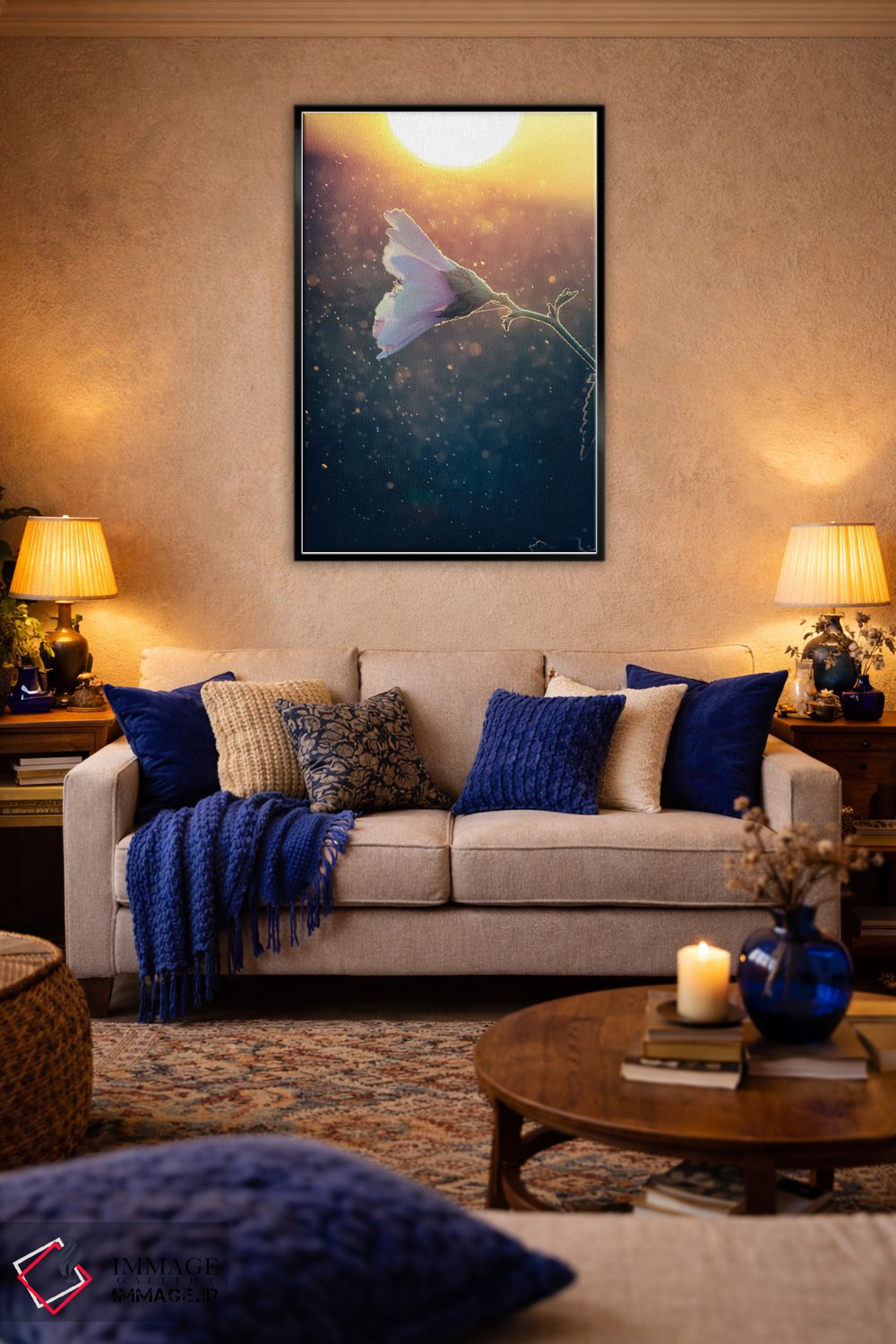 تابلو دکوراتیو گل پنیرک وحشی مقابل نور غروب اثر جفرسون کاستلاری - D4B