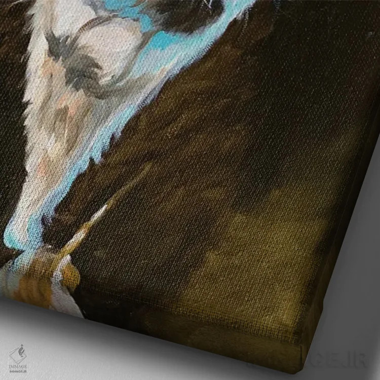 تابلو دکوراتیو پرتره گاو اثر جنیفر رداستریک - نمای نزدیک بافت بوم