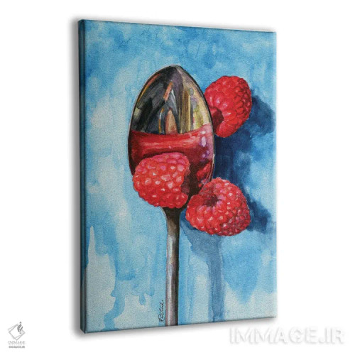 تابلو مدرن قاشق با تمشک اثر جنیفر رداستریک - نمای پرسپکتیو محصول