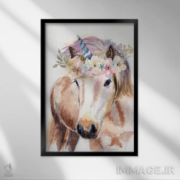 تابلو دکوراتیو تک شاخ با گل ها اثر جنیفر رداستریک - نمای قابدار مشکی