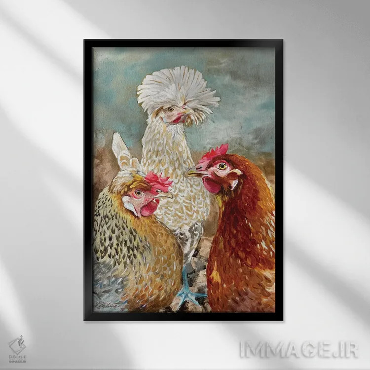 تابلو دکوراتیو دختران طلایی اثر جنیفر رداستریک - نمای قابدار مشکی