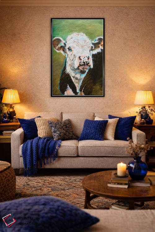 تابلو دکوراتیو پرتره گاو اثر جنیفر رداستریک - D5B