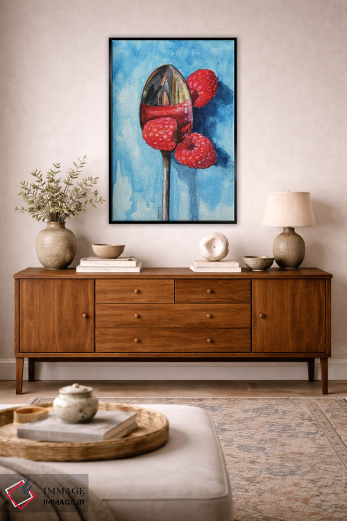 تابلو مدرن قاشق با تمشک اثر جنیفر رداستریک - D5B