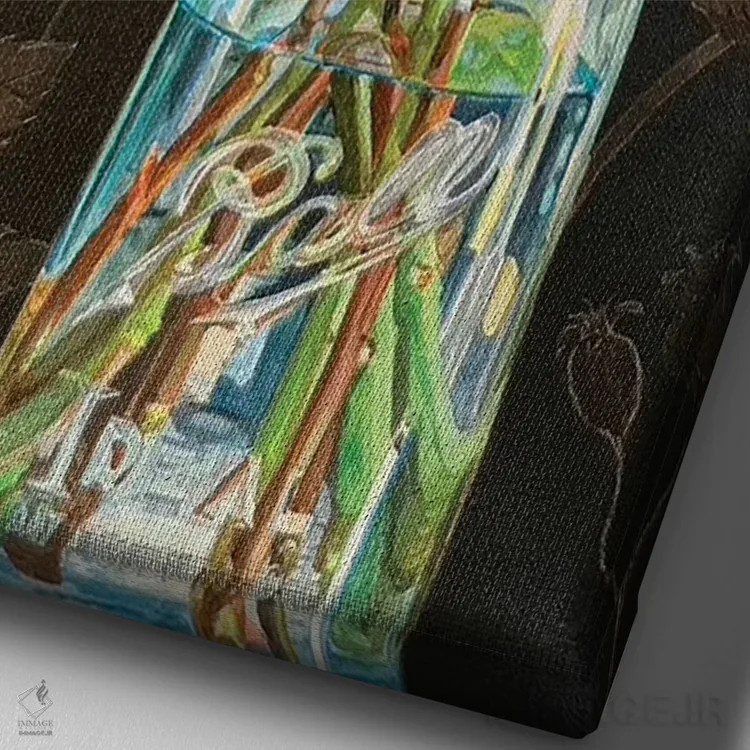 تابلو دکوراتیو گل رز در شیشه ی Ball اثر جنیفر رداستریک - نمای نزدیک بافت بوم