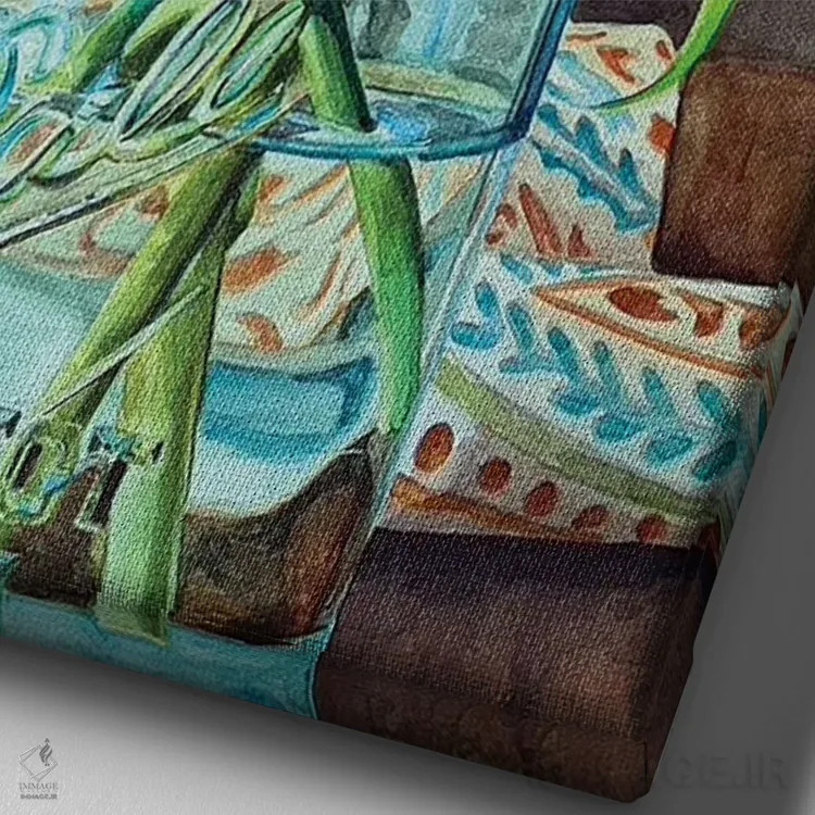 تابلو دکوراتیو گل رز در شیشه ی Ball II اثر جنیفر رداستریک - نمای نزدیک بافت بوم