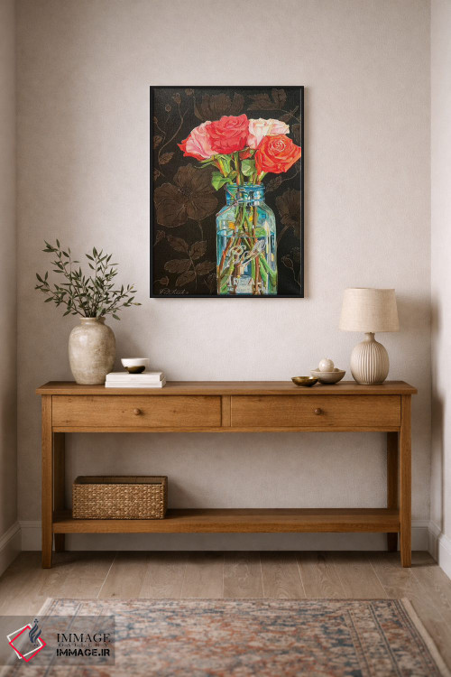 تابلو دکوراتیو گل رز در شیشه ی Ball اثر جنیفر رداستریک - D2B