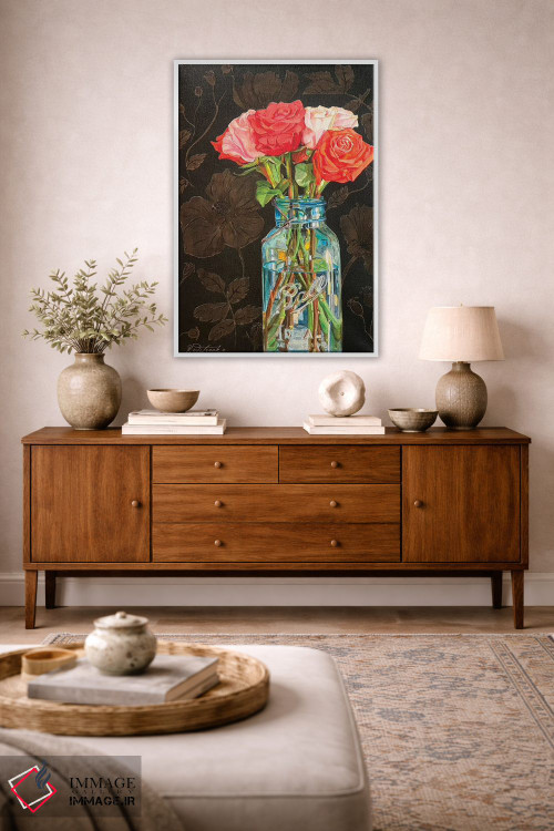 تابلو دکوراتیو گل رز در شیشه ی Ball اثر جنیفر رداستریک - D3W