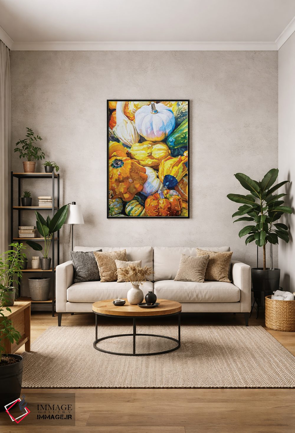 تابلو دکوراتیو کدوهای پاییزی II اثر جنیفر رداستریک - D2B