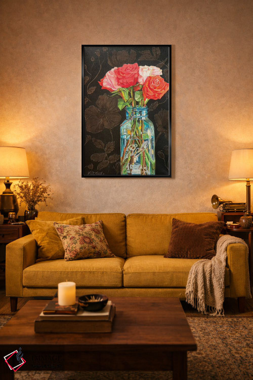 تابلو دکوراتیو گل رز در شیشه ی Ball اثر جنیفر رداستریک - D4B