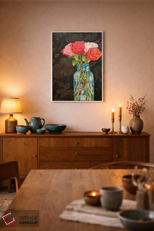 تابلو دکوراتیو گل رز در شیشه ی Ball اثر جنیفر رداستریک - D5W