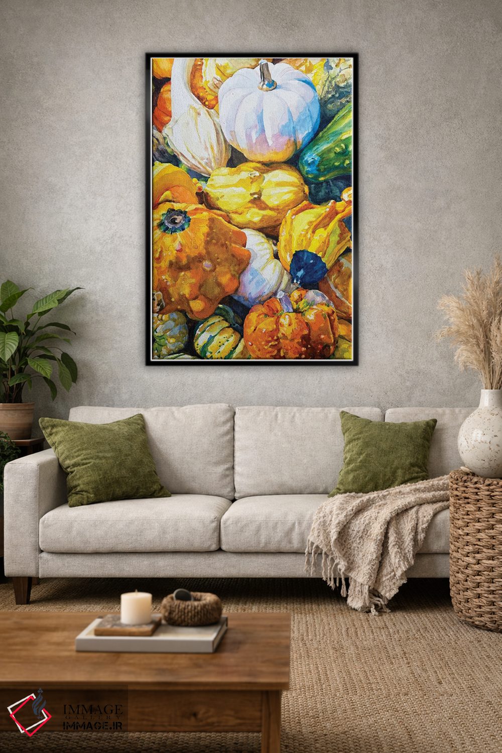 تابلو دکوراتیو کدوهای پاییزی II اثر جنیفر رداستریک - D3B