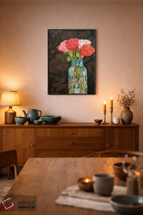 تابلو دکوراتیو گل رز در شیشه ی Ball اثر جنیفر رداستریک - D6B