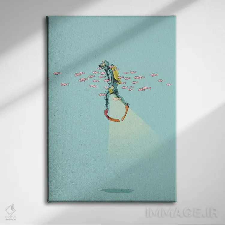 تابلو دکوراتیو شناور زیر دریا اثر جیسون رتلیف - نمای روبهرو روی دیوار