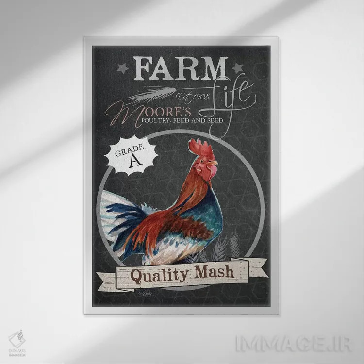 تابلو مدرن خوراک دام با کیفیت اثر جنیفر رداستریک - نمای قابدار سفید