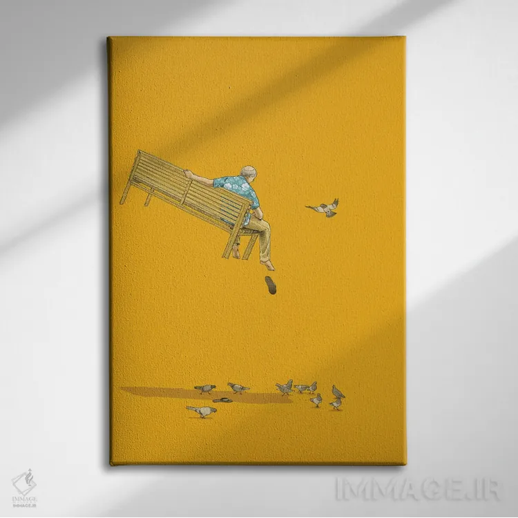 تابلو دکوراتیو شناور با کبوترها اثر جیسون رتلیف - نمای روبهرو روی دیوار