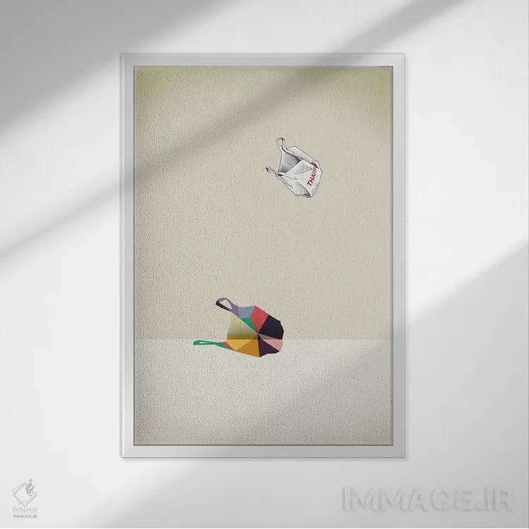 تابلو دکوراتیو تشکر با سایه متحرک اثر جیسون رتلیف - نمای قابدار سفید
