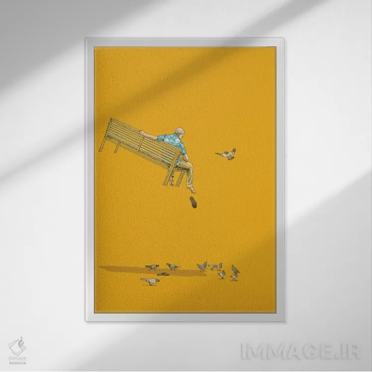 تابلو دکوراتیو شناور با کبوترها اثر جیسون رتلیف - نمای قابدار سفید