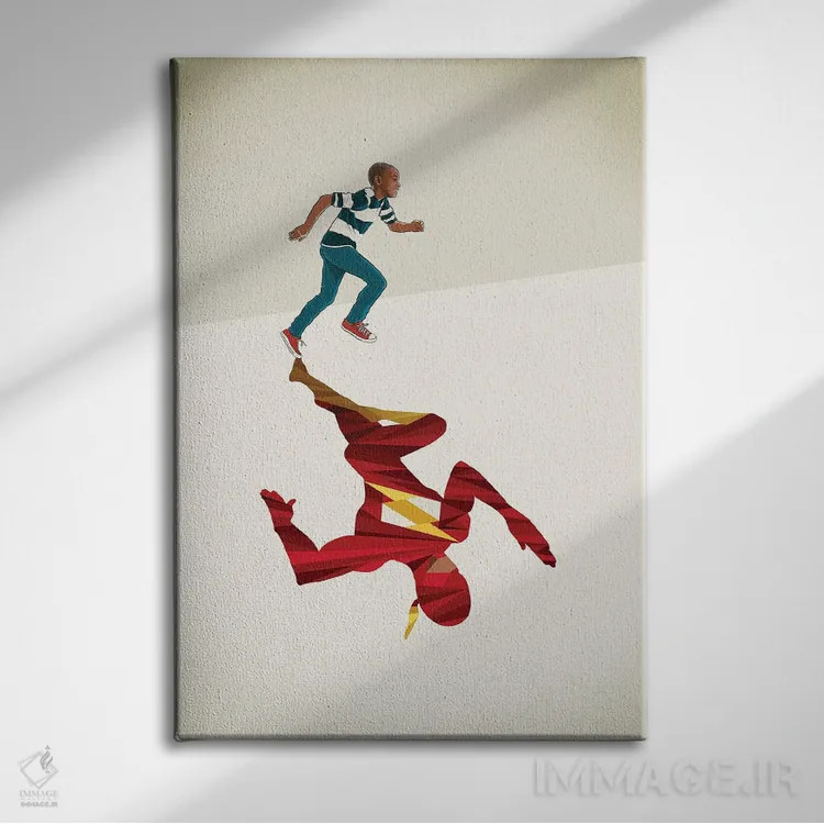 تابلو دکوراتیو دونده سرخ پوش اثر جیسون رتلیف - نمای روبهرو روی دیوار