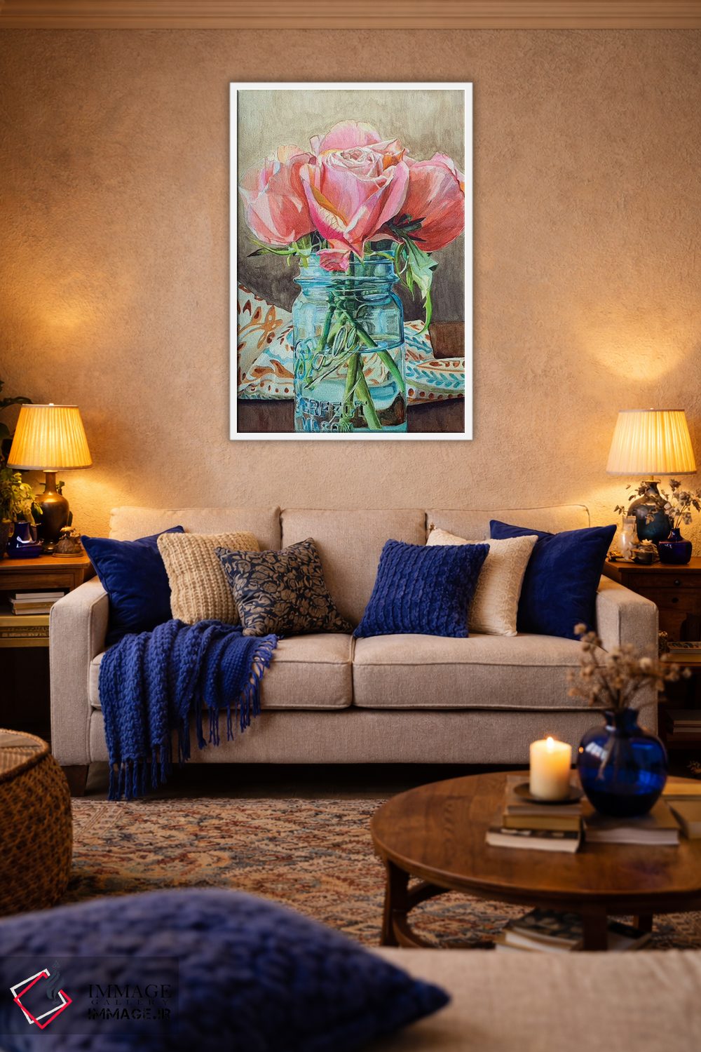 تابلو دکوراتیو گل رز در شیشه ی Ball II اثر جنیفر رداستریک - D2W