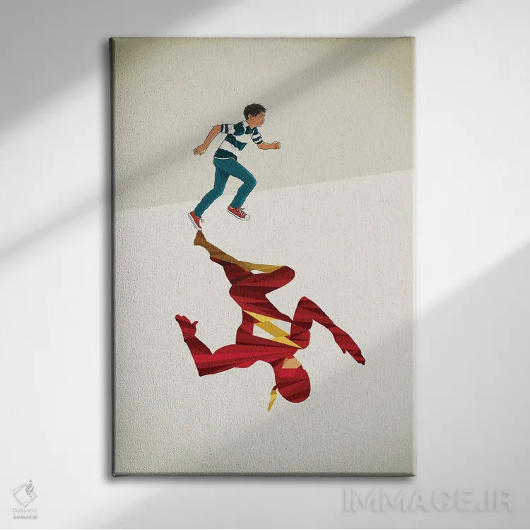 تابلو دکوراتیو دونده سرخ پوش ۲ اثر جیسون رتلیف - نمای روبهرو روی دیوار