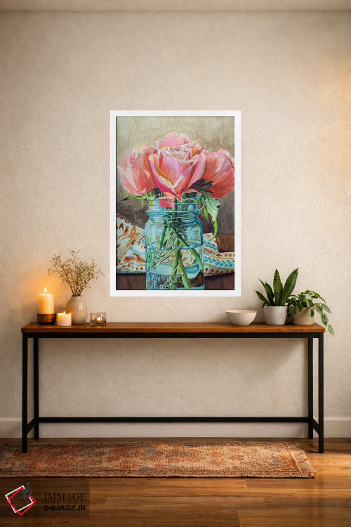 تابلو دکوراتیو گل رز در شیشه ی Ball II اثر جنیفر رداستریک - D3W