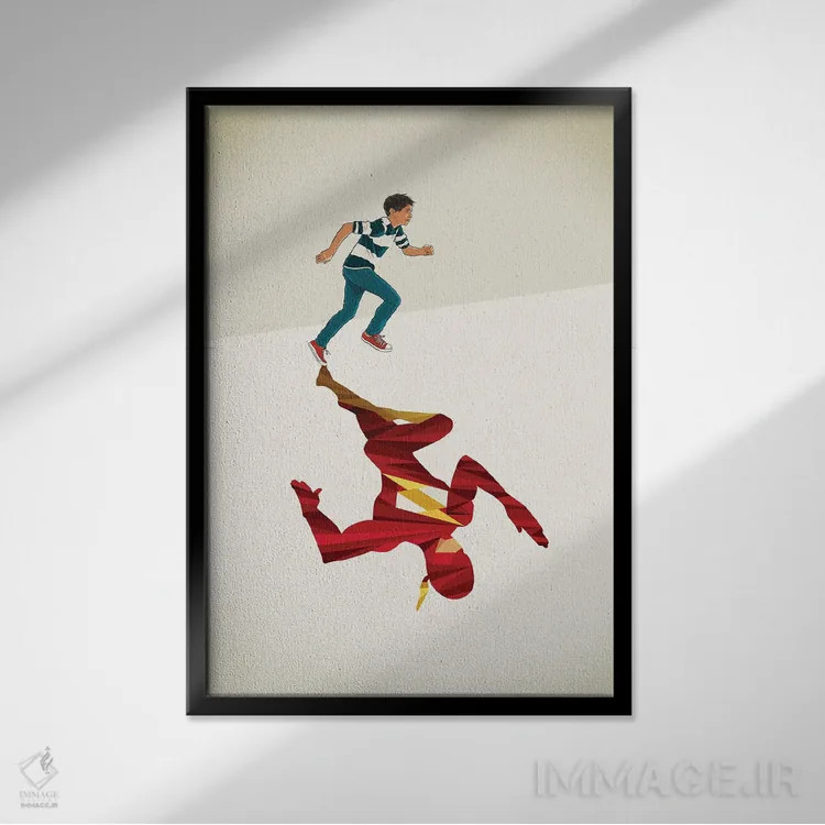 تابلو دکوراتیو دونده سرخ پوش ۲ اثر جیسون رتلیف - نمای قابدار مشکی