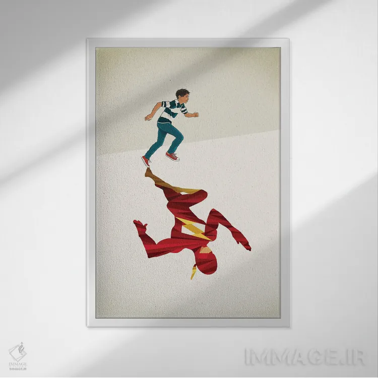 تابلو دکوراتیو دونده سرخ پوش ۲ اثر جیسون رتلیف - نمای قابدار سفید