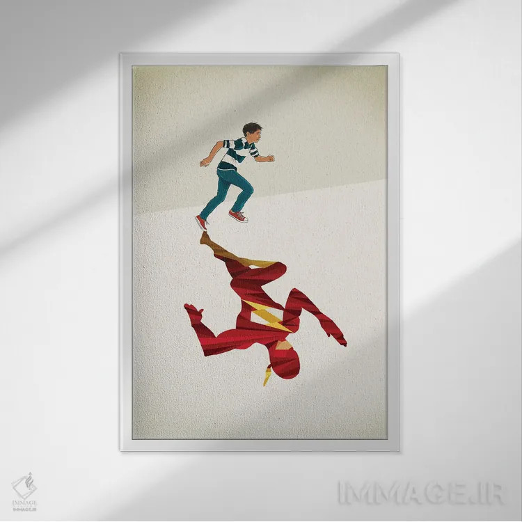 تابلو دکوراتیو دونده سرخ پوش ۲ اثر جیسون رتلیف - نمای قابدار سفید