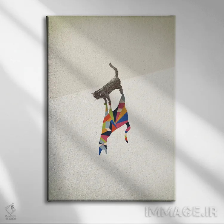 تابلو دکوراتیو سایه متحرک گربه ۱ اثر جیسون رتلیف - نمای روبهرو روی دیوار