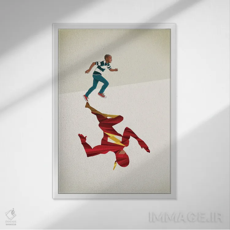 تابلو دکوراتیو دونده سرخ پوش اثر جیسون رتلیف - نمای قابدار سفید