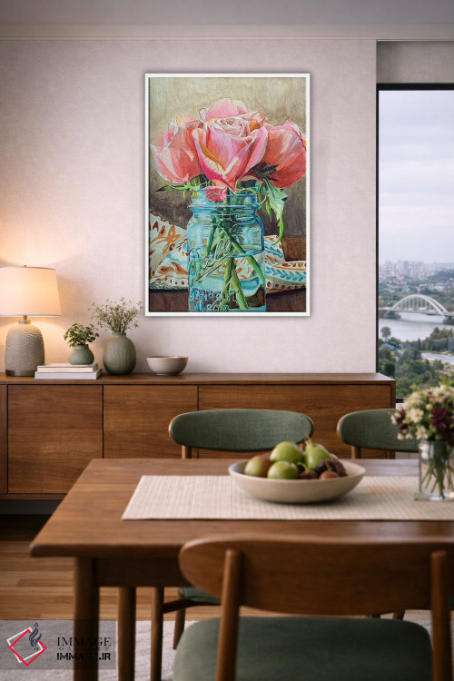 تابلو دکوراتیو گل رز در شیشه ی Ball II اثر جنیفر رداستریک - D6W